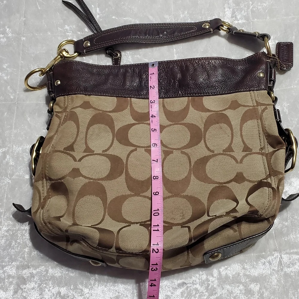 Coach Signature Brown Zoe Hobo Bag - Picture 12 of 13